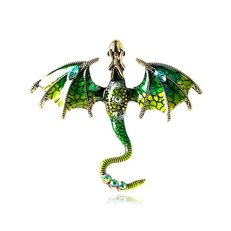 Vintage Dripping Oil Cartoon Flying Dragon Styled brooch for men and women, versatile and personalized suit, coat accessories, pin accessories