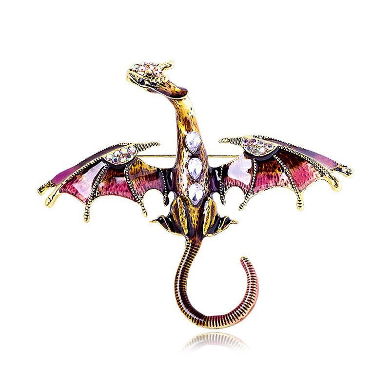 Vintage Dripping Oil Cartoon Flying Dragon Styled brooch for men and women, versatile and personalized suit, coat accessories, pin accessories