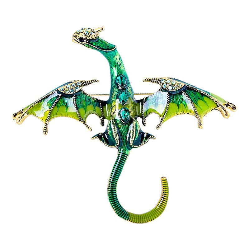 Vintage Dripping Oil Cartoon Flying Dragon Styled brooch for men and women, versatile and personalized suit, coat accessories, pin accessories