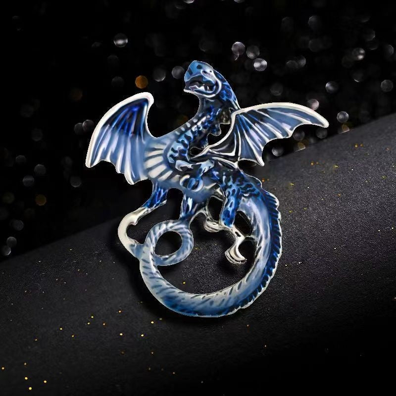 Vintage Dripping Oil Cartoon Flying Dragon Styled brooch for men and women, versatile and personalized suit, coat accessories, pin accessories