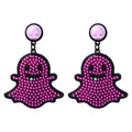 Cartoon funny and cute little ghost pearl ghost face earrings Halloween ghost earrings