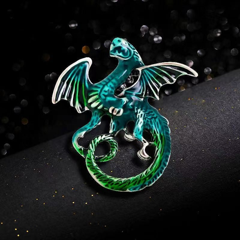 Vintage Dripping Oil Cartoon Flying Dragon Styled brooch for men and women, versatile and personalized suit, coat accessories, pin accessories