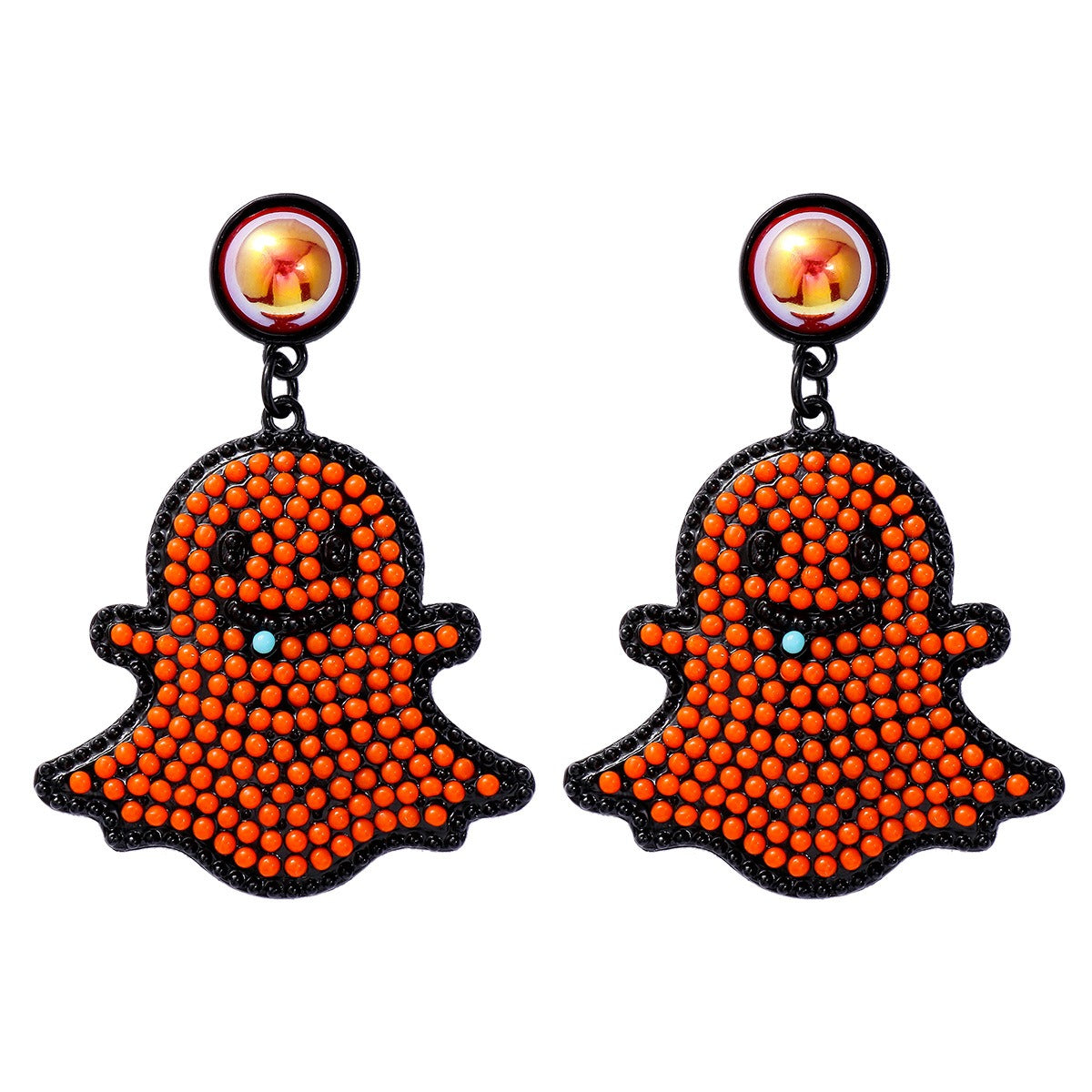 Cartoon funny and cute little ghost pearl ghost face earrings Halloween ghost earrings
