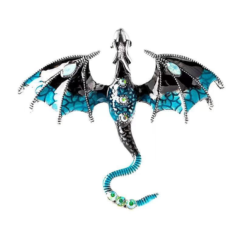 Vintage Dripping Oil Cartoon Flying Dragon Styled brooch for men and women, versatile and personalized suit, coat accessories, pin accessories