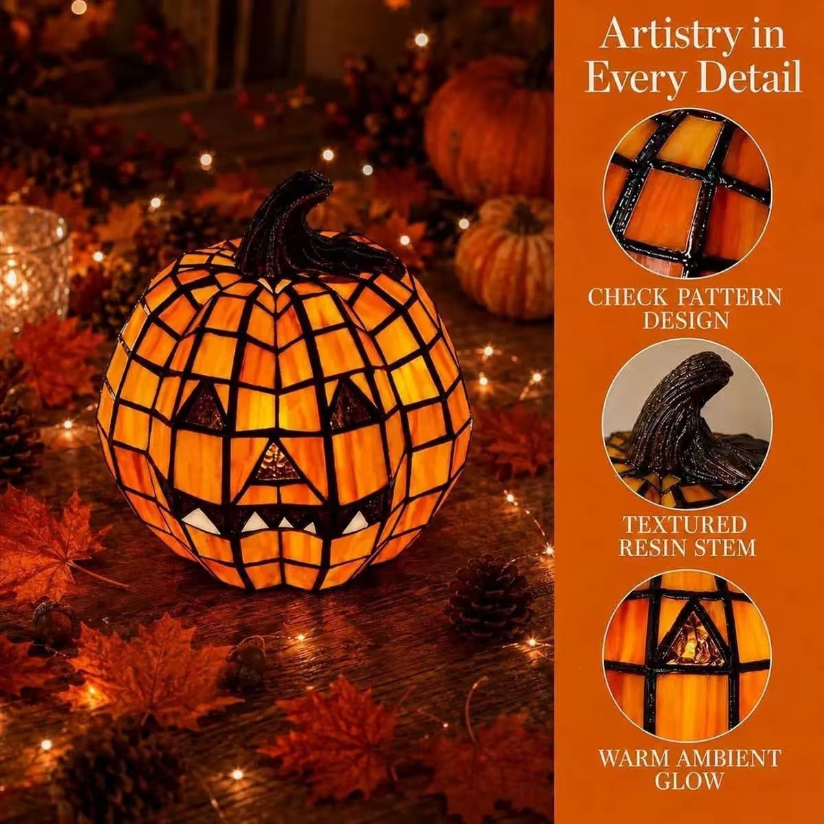 Halloween resin pumpkin lantern