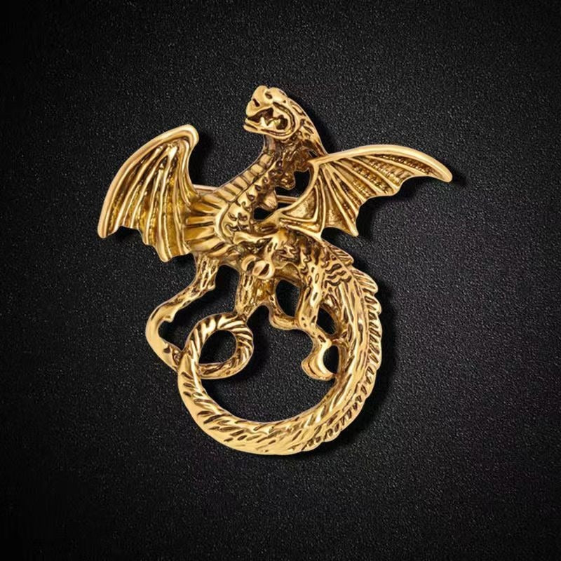 Vintage Dripping Oil Cartoon Flying Dragon Styled brooch for men and women, versatile and personalized suit, coat accessories, pin accessories