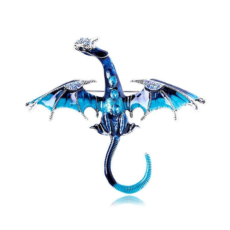 Vintage Dripping Oil Cartoon Flying Dragon Styled brooch for men and women, versatile and personalized suit, coat accessories, pin accessories