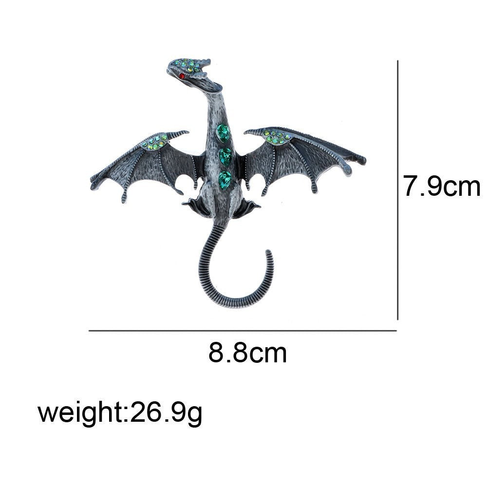 Vintage Dripping Oil Cartoon Flying Dragon Styled brooch for men and women, versatile and personalized suit, coat accessories, pin accessories