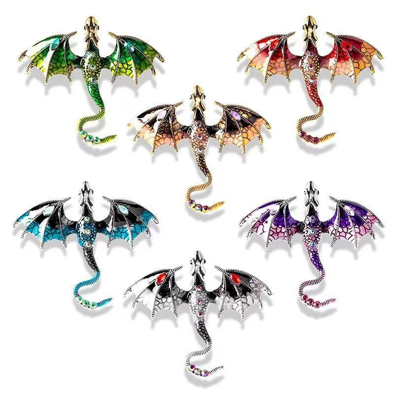 Vintage Dripping Oil Cartoon Flying Dragon Styled brooch for men and women, versatile and personalized suit, coat accessories, pin accessories