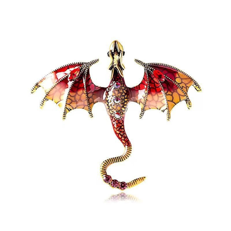 Vintage Dripping Oil Cartoon Flying Dragon Styled brooch for men and women, versatile and personalized suit, coat accessories, pin accessories