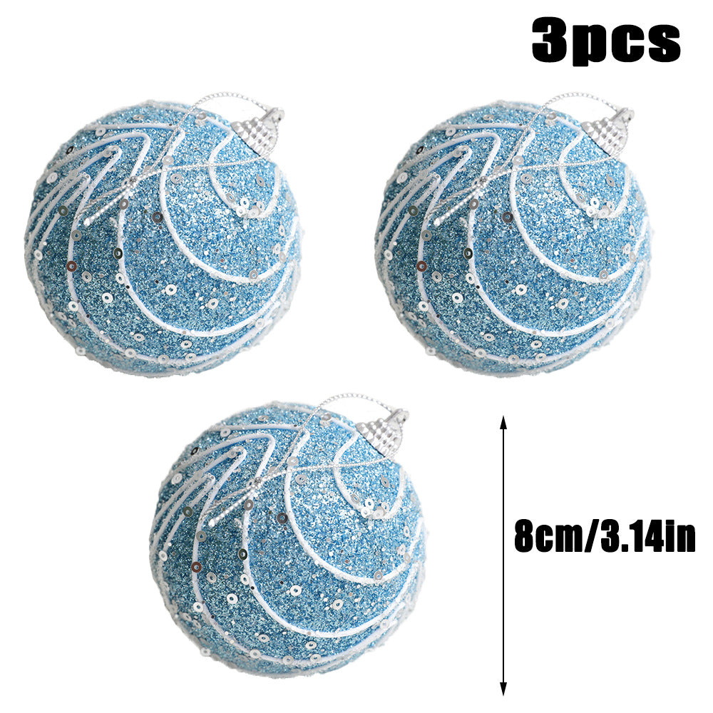 Star blue foam ball Christmas ball decoration package Christmas tree pendant 8cm festival decoration accessories