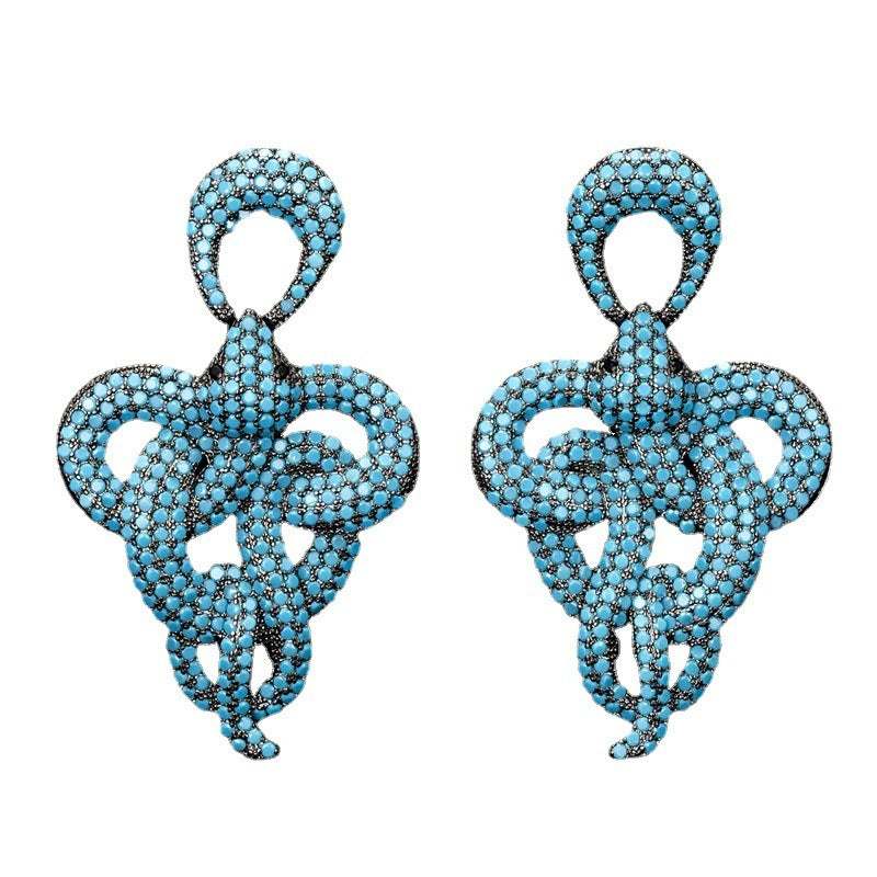 Fashionable Halloween Earrings Micro-encrusted Multicolor Snake Earrings Gothic Style Large Earrings