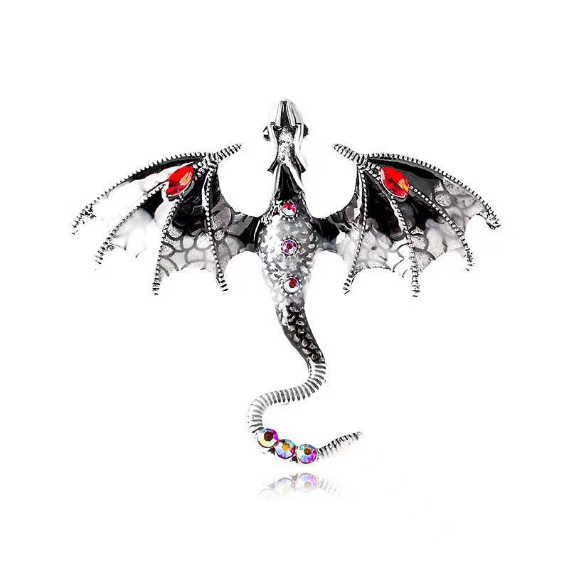 Vintage Dripping Oil Cartoon Flying Dragon Styled brooch for men and women, versatile and personalized suit, coat accessories, pin accessories