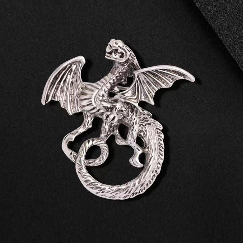 Vintage Dripping Oil Cartoon Flying Dragon Styled brooch for men and women, versatile and personalized suit, coat accessories, pin accessories