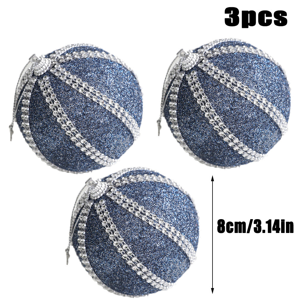 Star blue foam ball Christmas ball decoration package Christmas tree pendant 8cm festival decoration accessories