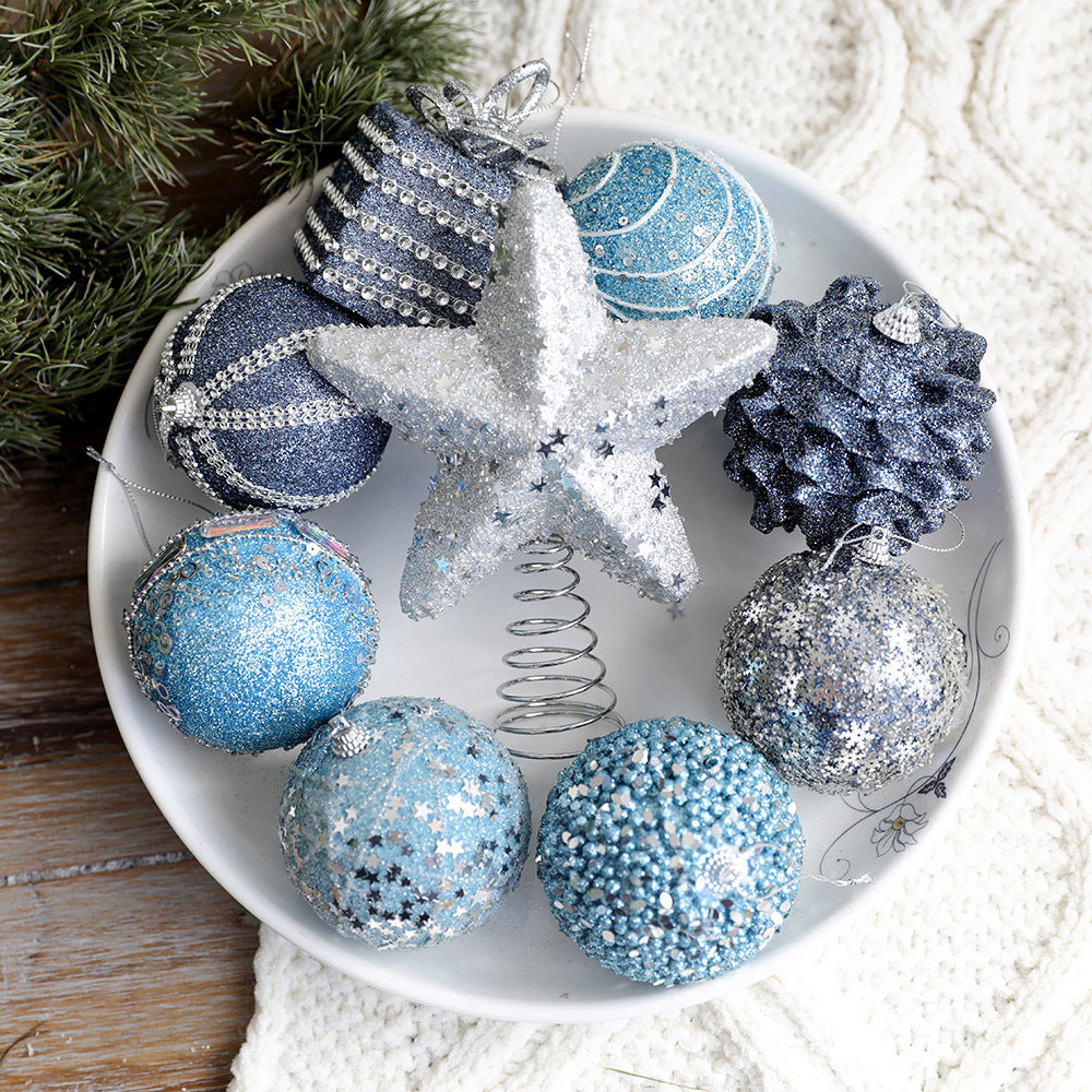 Star blue foam ball Christmas ball decoration package Christmas tree pendant 8cm festival decoration accessories