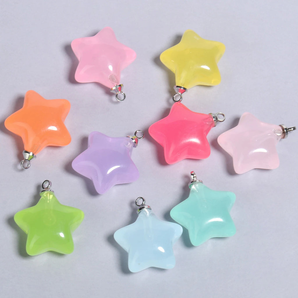 10pcs/lot 20x17.5mm Multicolor Acrylic Charms Star Charms Pendant for Jewelry Making Diy Keychain Bracelet Necklace Accessories