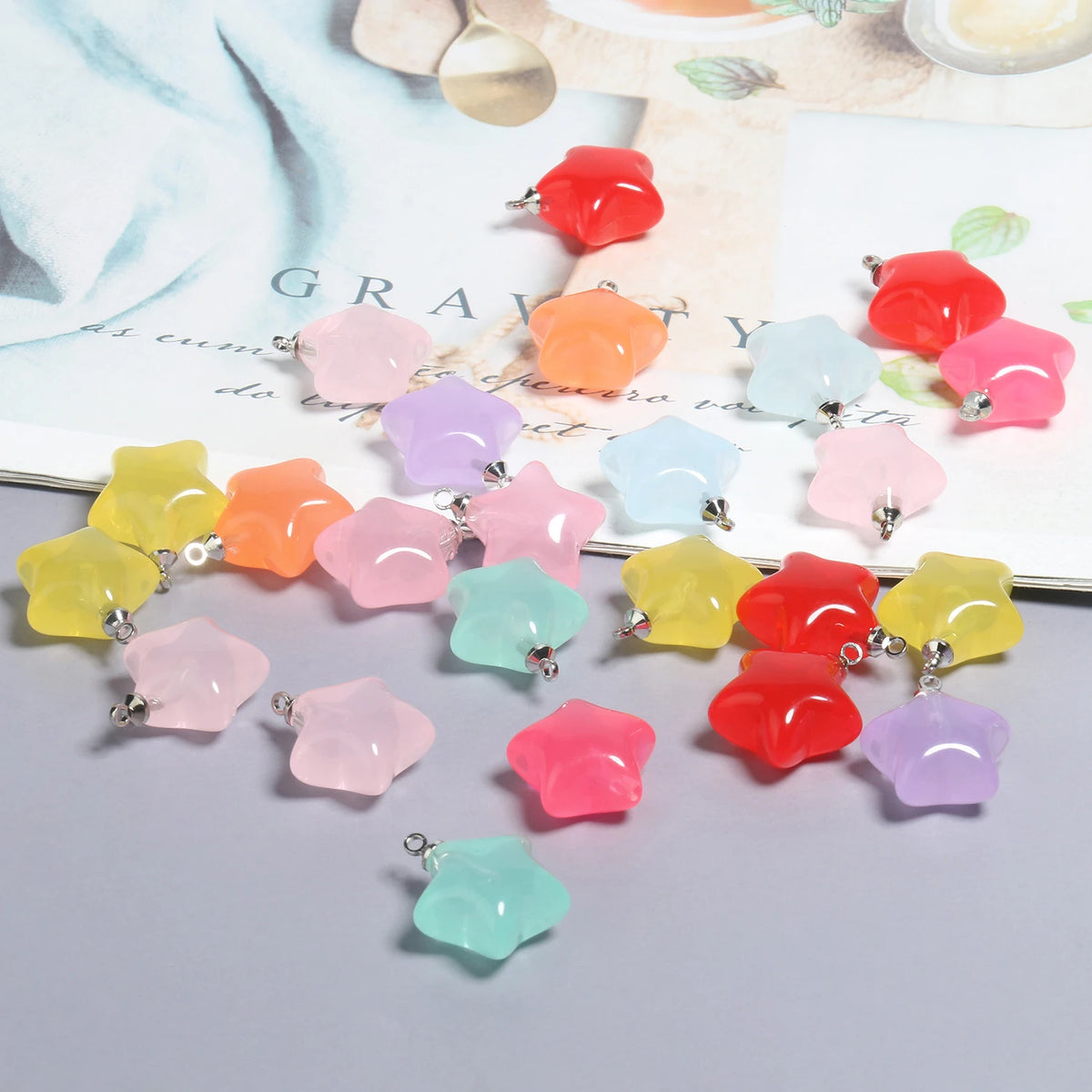 10pcs/lot 20x17.5mm Multicolor Acrylic Charms Star Charms Pendant for Jewelry Making Diy Keychain Bracelet Necklace Accessories