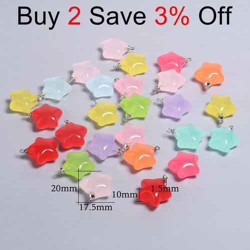 10pcs/lot 20x17.5mm Multicolor Acrylic Charms Star Charms Pendant for Jewelry Making Diy Keychain Bracelet Necklace Accessories