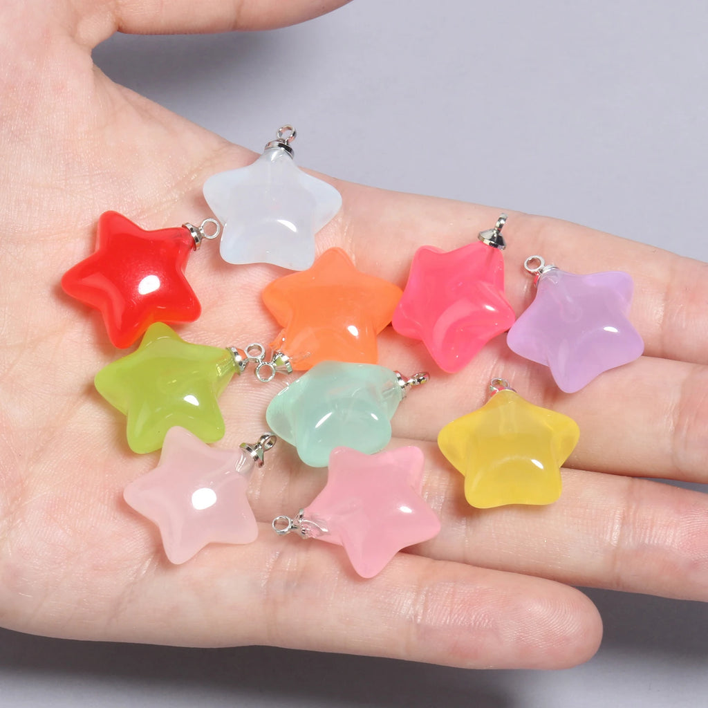 10pcs/lot 20x17.5mm Multicolor Acrylic Charms Star Charms Pendant for Jewelry Making Diy Keychain Bracelet Necklace Accessories